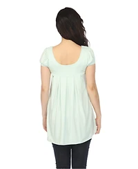 White Mark Women's Cap Sleeve Pleated Top