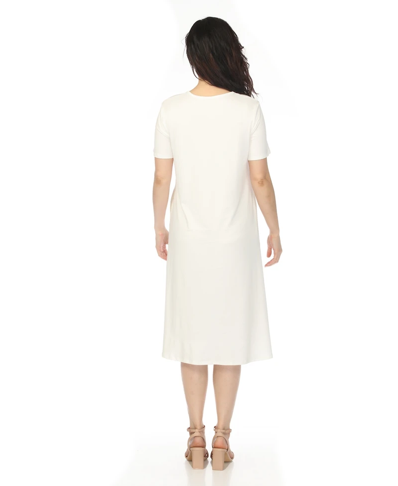 White Mark Women's Crew Neck T-Shirt Dress
