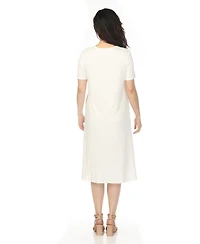 White Mark Women's Crew Neck T-Shirt Dress