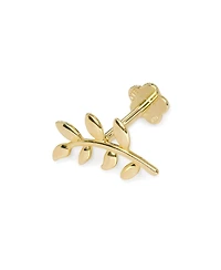 Curata Jewelry Solid 14k Yellow Gold 18G 10mm Olive Branch Labret Cartilage Stud