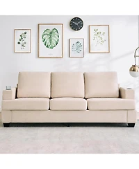 gaomon 89-Inch Modern 3-Seater Sofa Couch with Cup Holders and Side Storage Pockets, Comfy Couches with Deep Seat for Living Room Apartment Lounge