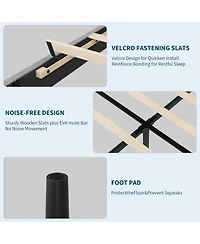 Gaomon King Size Bed Frame with Usb Charging Station, Corduroy Upholstered Platform Bed Frame with Adjustable Storage Headboard