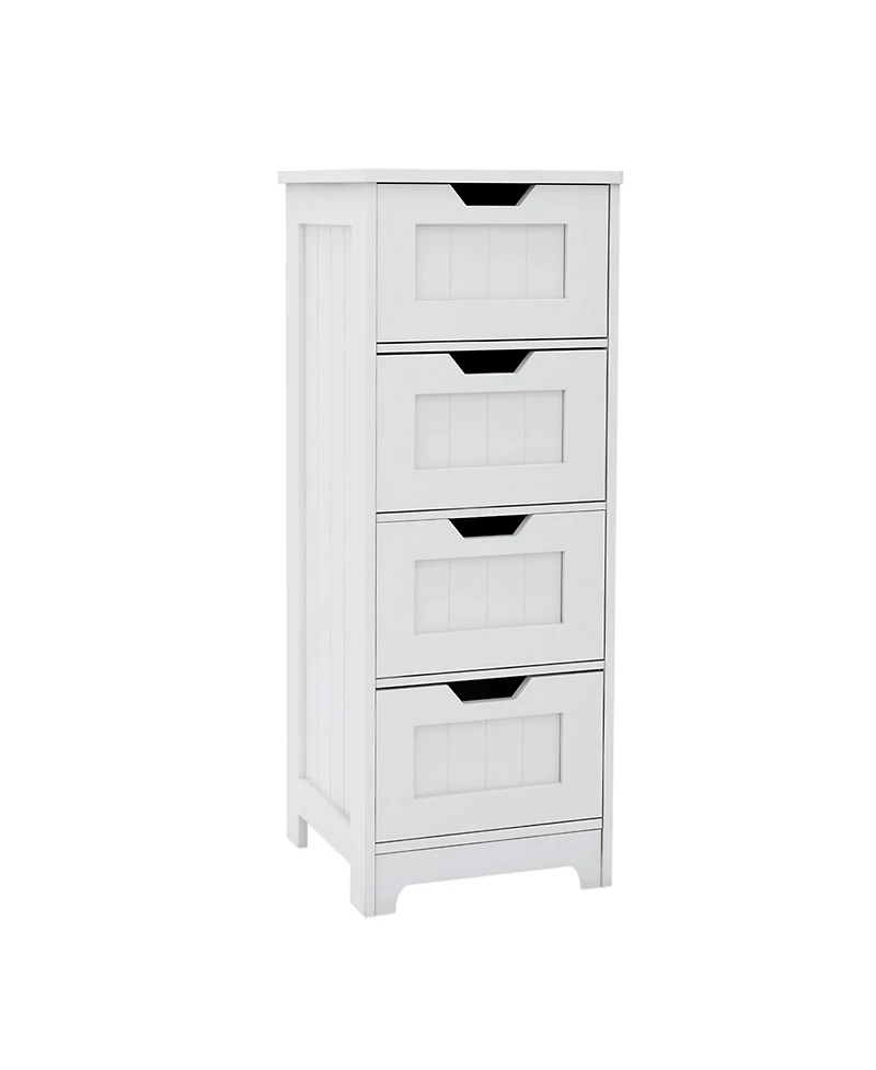 Rainsken Bathroom Floor Cabinet, Freestanding Storage Organizer with 4 Drawers for Living Room, Laundry and Entryway