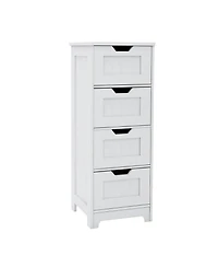 Rainsken Bathroom Floor Cabinet, Freestanding Storage Organizer with 4 Drawers for Living Room, Laundry and Entryway