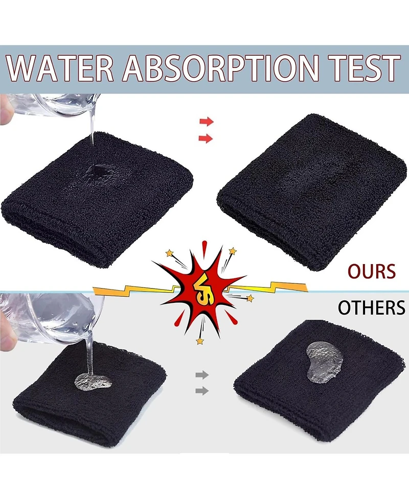 Magicorange 10 Pairs Wrist Sweatbands for Men and Women Cotton Terry Cloth Absorbing Wrist Bands for Tennis Basketball Running and Gym Training.