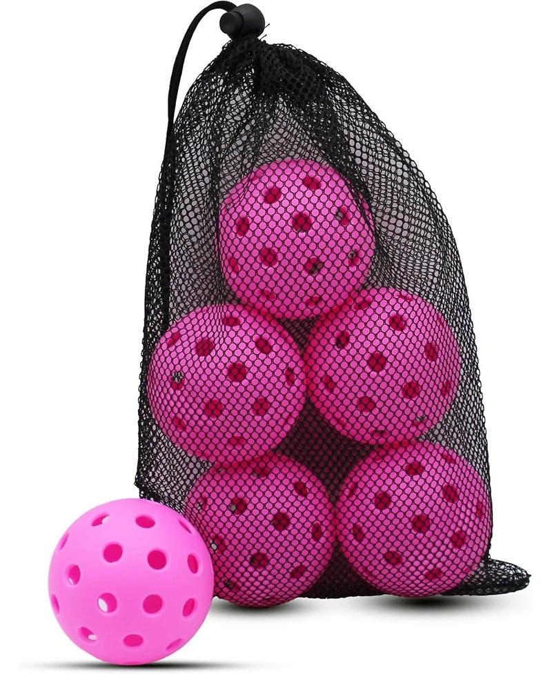 Magicorange 6-Pack Outdoor High-Elasticity 40-Hole Seamless Pickleball Balls with Mesh Carry Bag