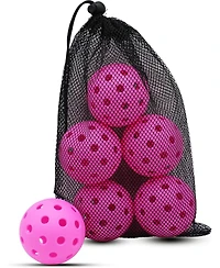 Magicorange 6-Pack Outdoor High-Elasticity 40-Hole Seamless Pickleball Balls with Mesh Carry Bag