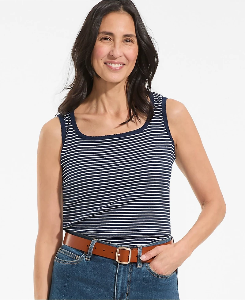Lands' End Women's Micro Rib Square Neck Tank Top