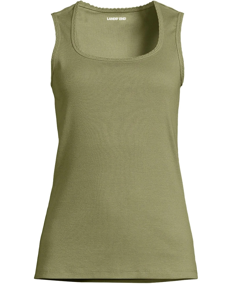 Lands' End Women's Micro Rib Square Neck Tank Top