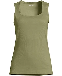 Lands' End Women's Micro Rib Square Neck Tank Top