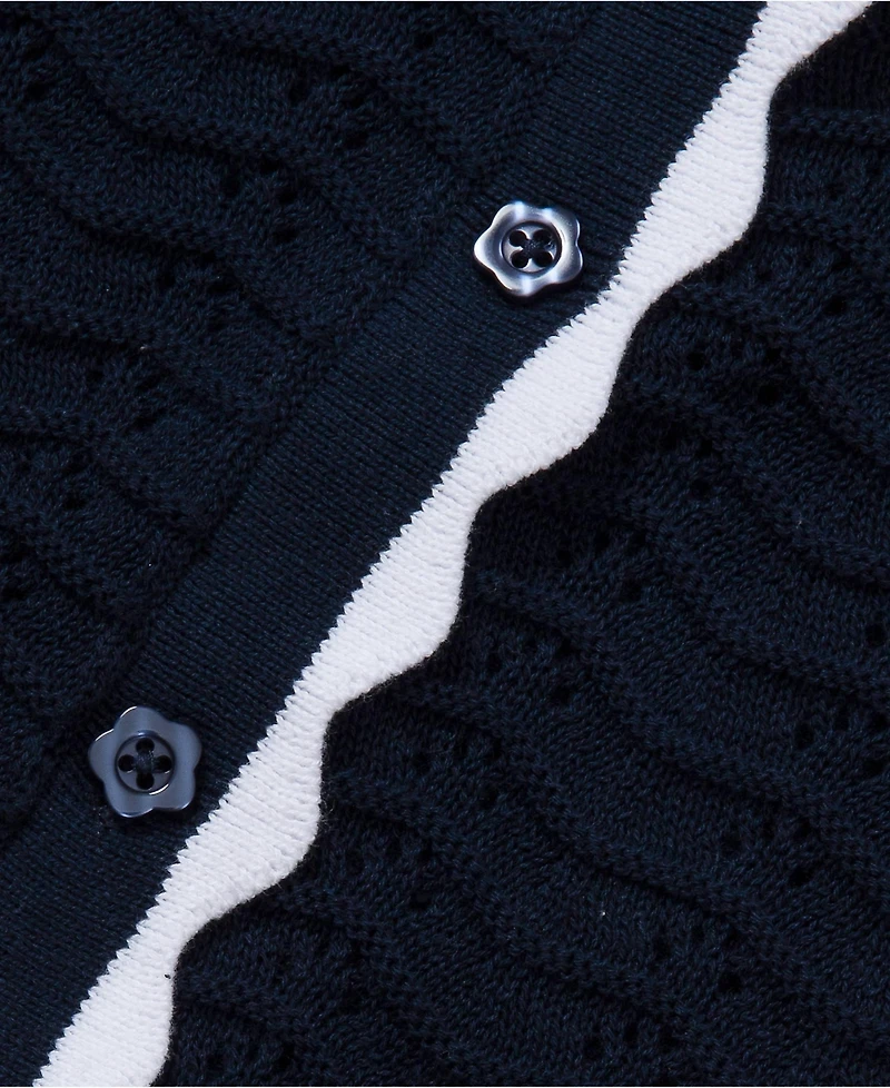 Lands' End Girls Short Sleeve Collared Sweater