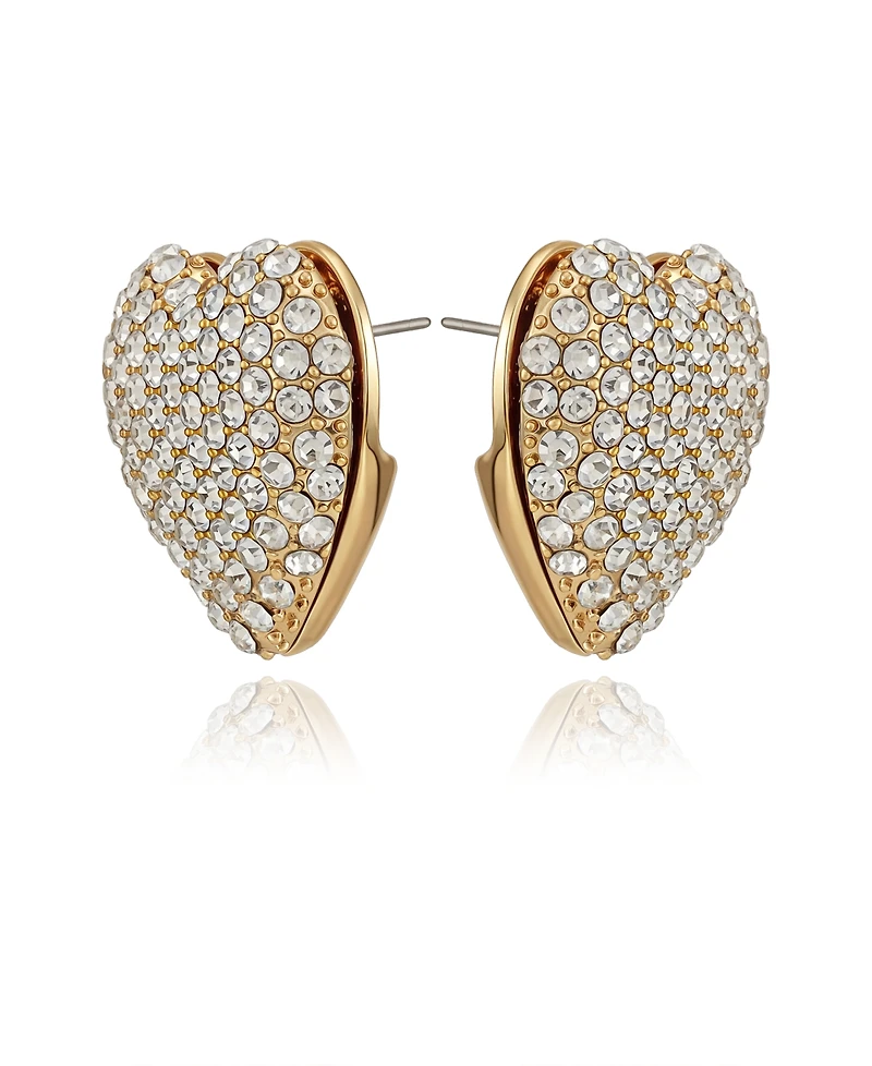 Guess Glass Stone Heart Stud Earrings