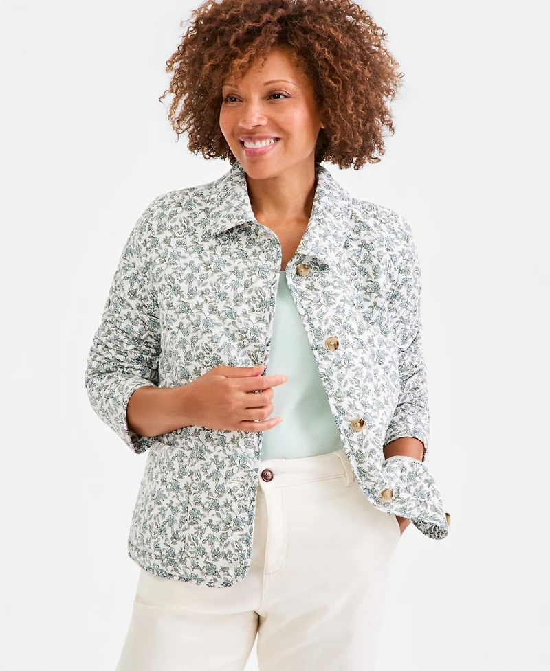Style & Co Women's Quilted Cotton Button-Front Jacket, Macy's Exclusive