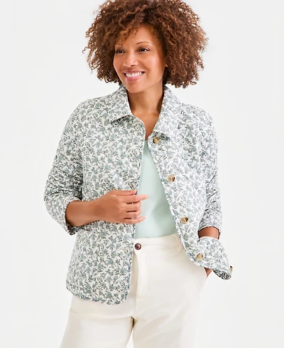 Style & Co Women's Quilted Cotton Button-Front Jacket, Macy's Exclusive