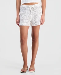 Indigo Rein Juniors' Cotton Gauze Embroidered Button-Hem Shorts