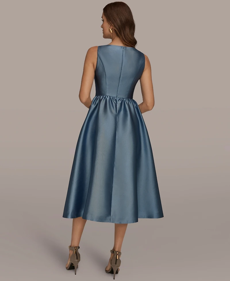 Donna Karan New York Women's Sleeveless V-Neck A-Line Midi Dress