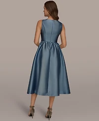 Donna Karan New York Women's Sleeveless V-Neck A-Line Midi Dress