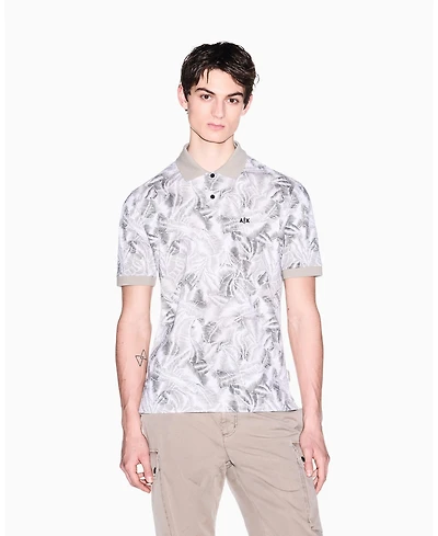 A|X Armani Exchange Men's Ibiza X Pique Leaf Print Polo Shirt