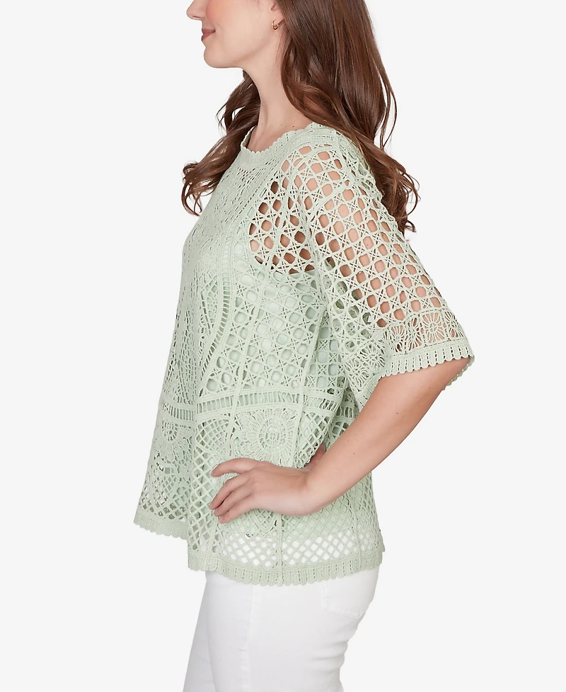 Ruby Rd. Petite Chemical Lace Pullover Sweater