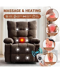 gaomon Swivel Recliner Chair with Massage & Heat for Elderly Adults,Oversized Ergonomic Lounge Single Sofa,360° Rotating Rocking Chair