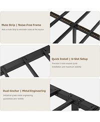 gaomon Full Size Metal Bed Frame with Headboard, Footboard & Vintage Circular Design, Storage Space, Easy Assembly