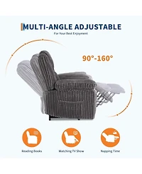 gaomon Corduroy Recliner Chair, Manual Recliner Sofa with Handle, Pillow Top Arms, Thick Padding, Side Pocket, 330Lbs Capacity