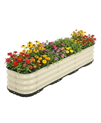 Aoodor Galvanized Raised Garden Bed 63'' Self-Watering Planter Box with Drainage Plug and Water Reservoir for Indoor & Outdoor Gardening
