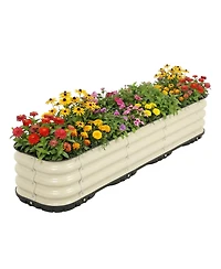 Aoodor Galvanized Raised Garden Bed 63'' Self-Watering Planter Box with Drainage Plug and Water Reservoir for Indoor & Outdoor Gardening