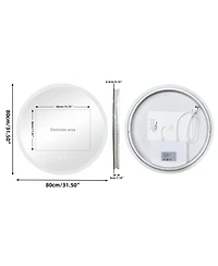 Luvodi 32" Round Led Bathroom Mirror with Lights Wall-Mounted Vanity Mirror
