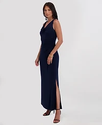 kensie Women's Draped Cowlneck Sleeveless Maxi Dress