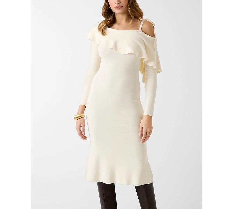 Guess Women's Long-Sleeve Off-The-Shoulder Ambrosia Rib Dress