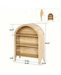 Yigii Arched 43.3" Tall 3-Tier Bookshelf for Modern Farmhouse Decor