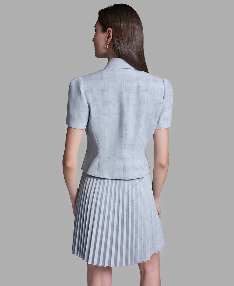 Bcbg Women's Draped Collar Two Button Plaid Jacket