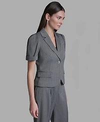 Bcbg Women's Short-Sleeve Single Button Stripe Jacket