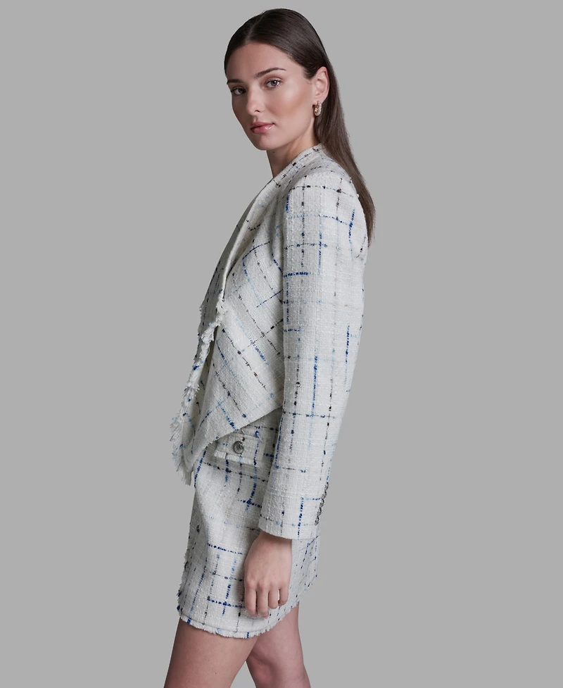 Bcbg Women's Tweed Open Front Fringe Jacket
