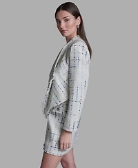 Bcbg Women's Tweed Open Front Fringe Jacket