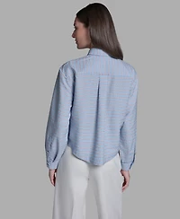 Bcbg Women's Tie-Neck Long-Sleeve Stripe Blouse