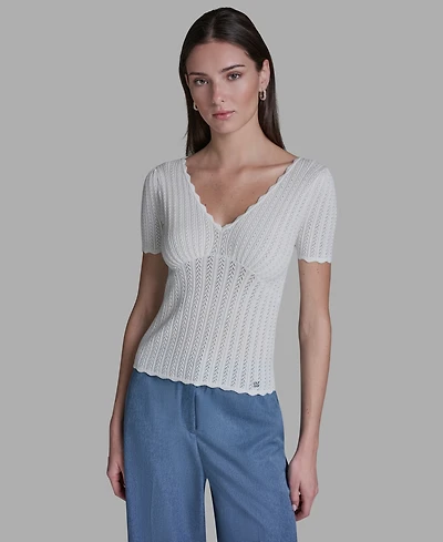 Bcbg Women's V-Neck Short-Sleeve Top