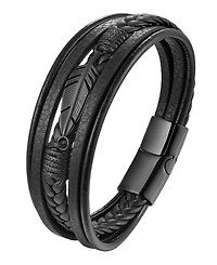 Rhona Sutton Men's Leather Bracelet in Stainless Steel