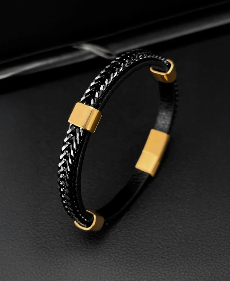 Rhona Sutton Men's Stainless Steel & Axelar Gold-Tone Bracelet