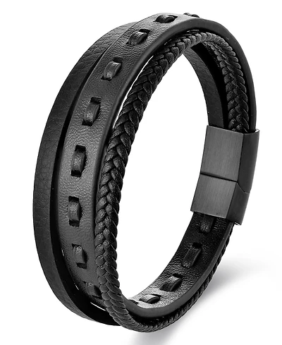 Rhona Sutton Men's Obsidian Leather & Stainless Steel Bracelet