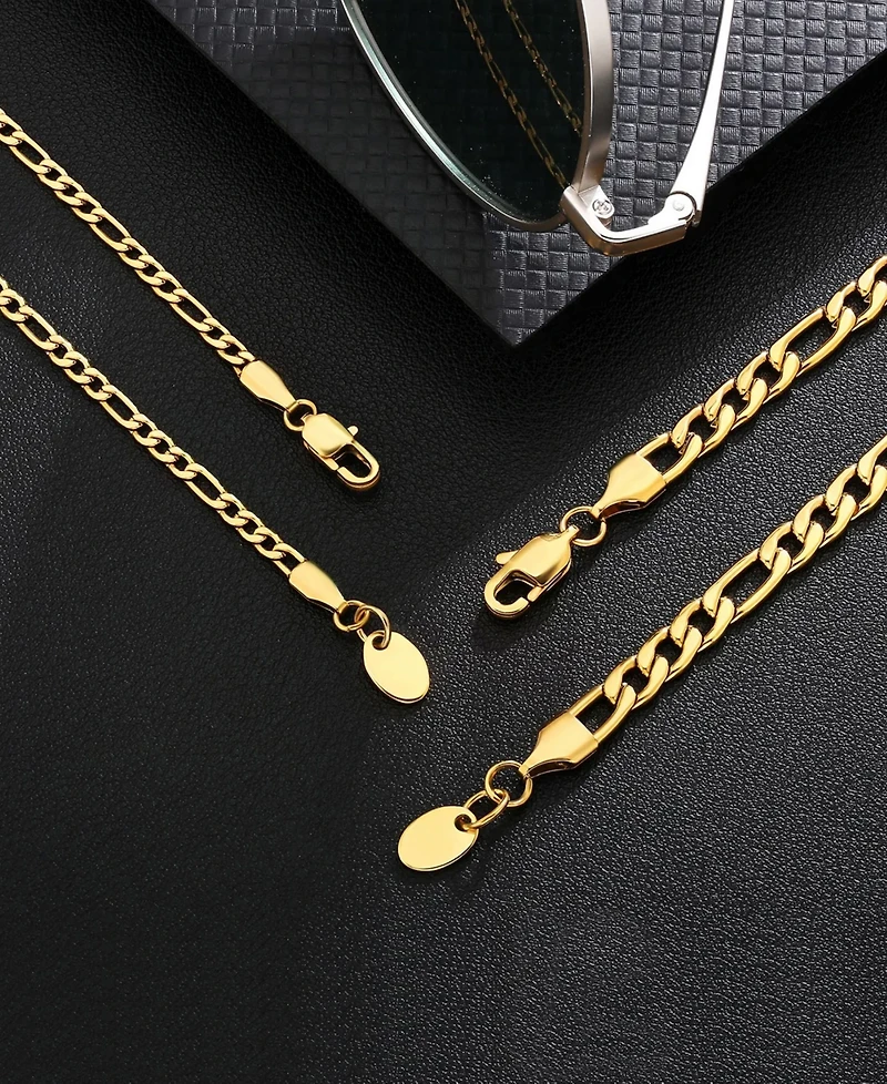 Rhona Sutton Men's Figaro Chain Necklace in 18k Gold Plated