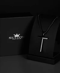 Rhona Sutton Men's Faith Cross Black Stainless Steel Pendant Necklace