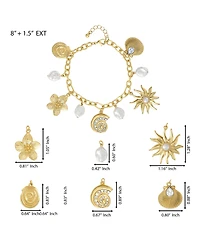 Jessica Simpson Gold-Tone Celestial Charm Bracelet with Imitation Pearls, Adjustable