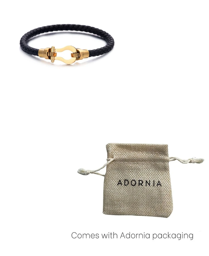 Adornia Tarnish Resistant Gold Magnetic Leather Bracelet
