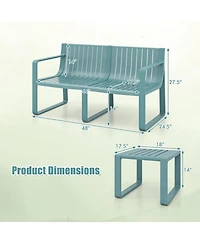 Gymax 3 Pcs Patio Furniture Set with 1 Loveseat & 2 Side Tables All-Weather Bistro Set