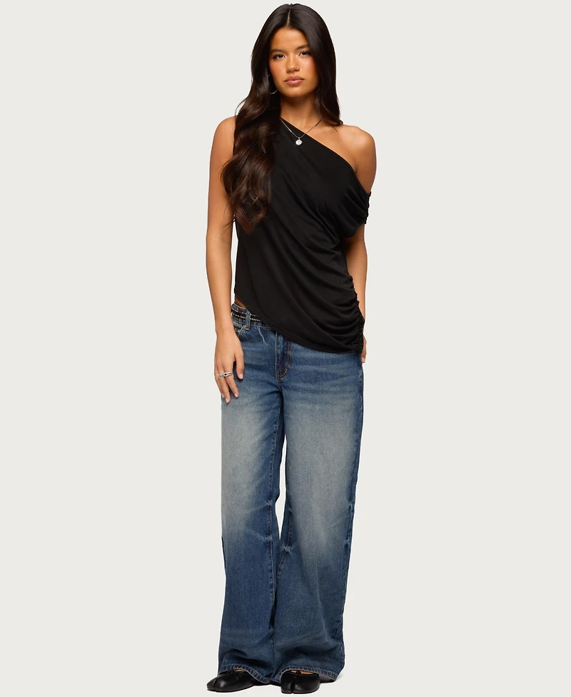 Edikted Women's Ofelia Asymmetric Off Shoulder Ruched Top