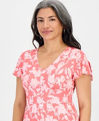 Style & Co Petite Printed Knit V-Neck Midi Dress, Macy's Exclusive