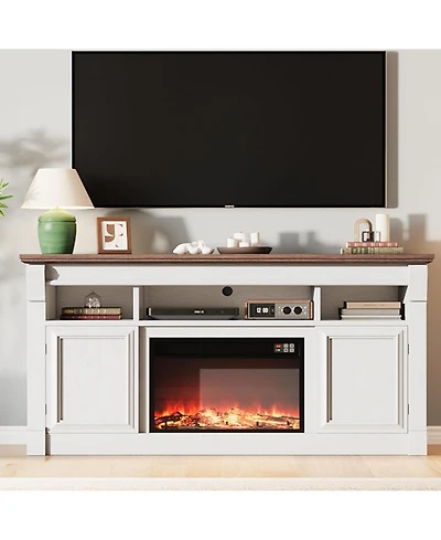 gaomon58" Farmhouse Tv Stand for TVs up to 65 Inches,Entertainment Center with Open Storage Cabinets, Media Console Living