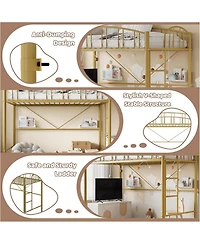 gaomon Loft Bed with Ladder and Arched Guardrail - Enhanced Safety Anti-Tip Brackets, Heavy-Duty Steel